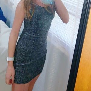 Silver sparkly bodycon mini dress